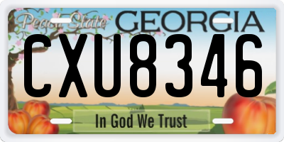 GA license plate CXU8346