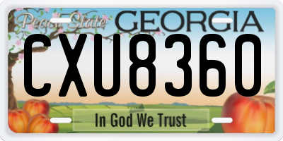 GA license plate CXU8360