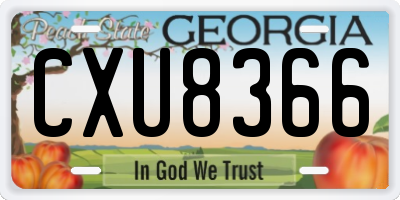 GA license plate CXU8366