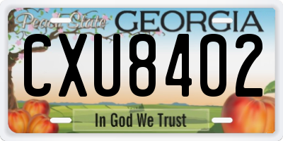 GA license plate CXU8402