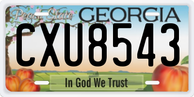 GA license plate CXU8543