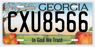 GA license plate CXU8566