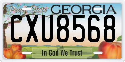 GA license plate CXU8568