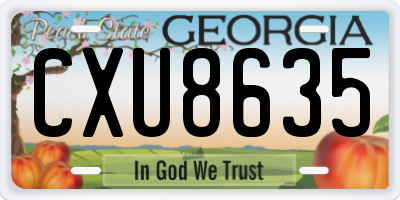 GA license plate CXU8635
