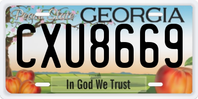 GA license plate CXU8669
