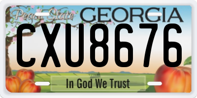 GA license plate CXU8676