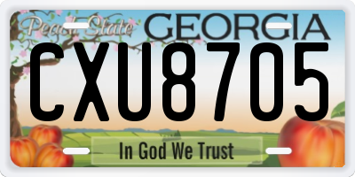 GA license plate CXU8705