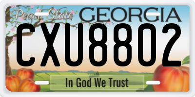GA license plate CXU8802