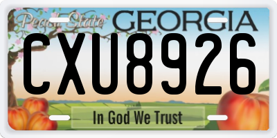 GA license plate CXU8926