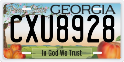 GA license plate CXU8928