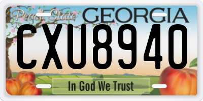 GA license plate CXU8940