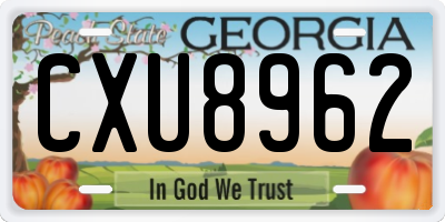 GA license plate CXU8962