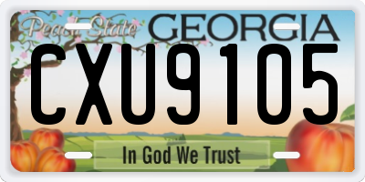 GA license plate CXU9105