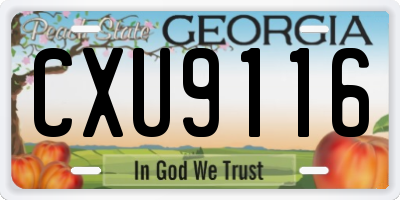 GA license plate CXU9116