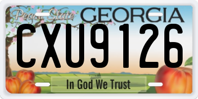 GA license plate CXU9126
