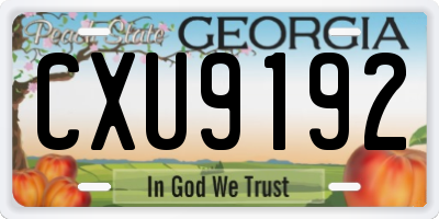 GA license plate CXU9192