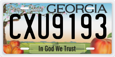GA license plate CXU9193
