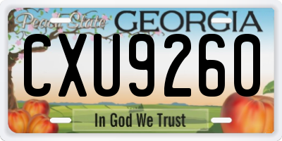 GA license plate CXU9260