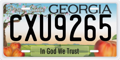 GA license plate CXU9265
