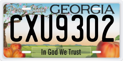 GA license plate CXU9302