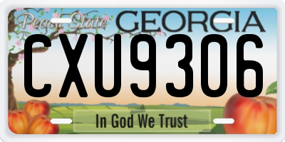 GA license plate CXU9306