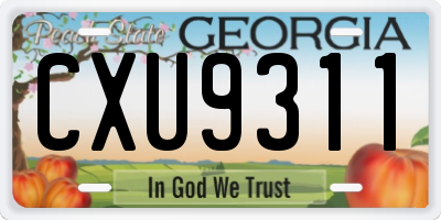 GA license plate CXU9311
