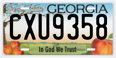 GA license plate CXU9358