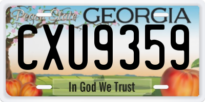 GA license plate CXU9359