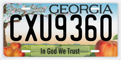 GA license plate CXU9360