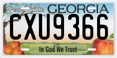 GA license plate CXU9366
