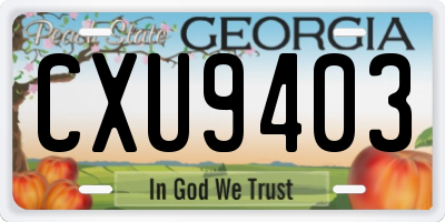 GA license plate CXU9403