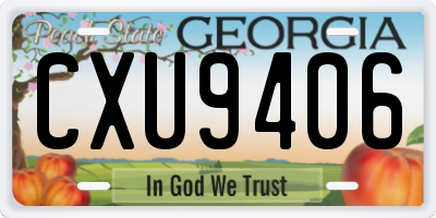 GA license plate CXU9406