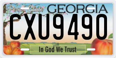 GA license plate CXU9490