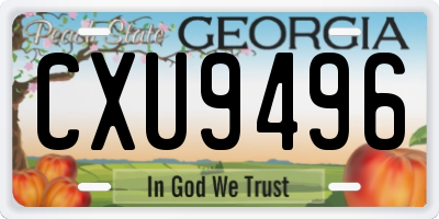 GA license plate CXU9496
