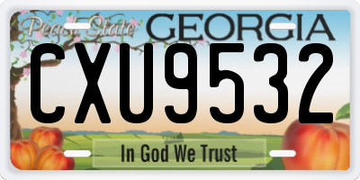 GA license plate CXU9532