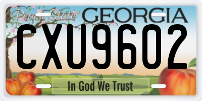 GA license plate CXU9602