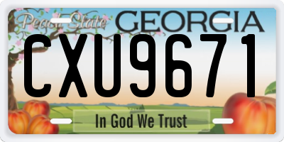 GA license plate CXU9671