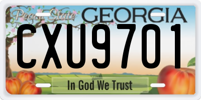 GA license plate CXU9701