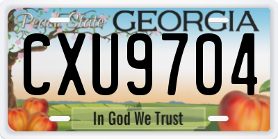 GA license plate CXU9704