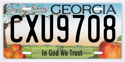 GA license plate CXU9708