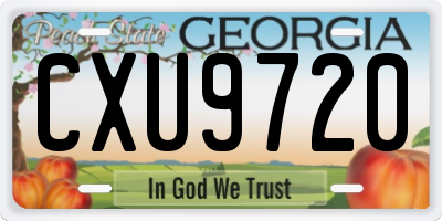 GA license plate CXU9720