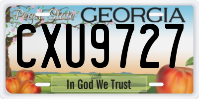 GA license plate CXU9727