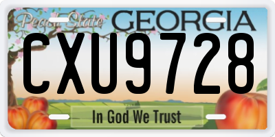 GA license plate CXU9728