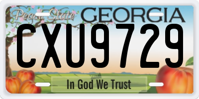 GA license plate CXU9729