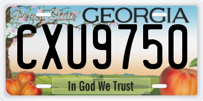 GA license plate CXU9750