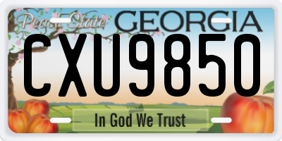 GA license plate CXU9850