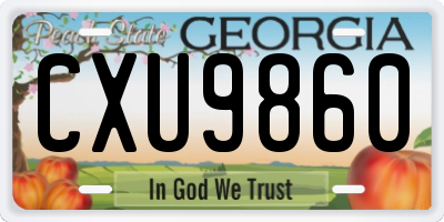 GA license plate CXU9860