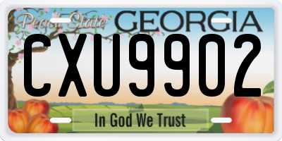 GA license plate CXU9902