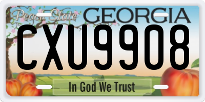 GA license plate CXU9908