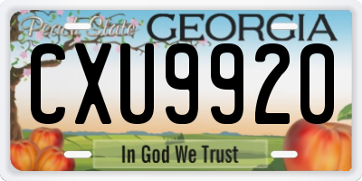 GA license plate CXU9920